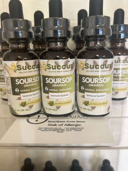 Soursop (Graviola) Tincture - Immune System (High Potency)  1 fl oz Alcohol Extract