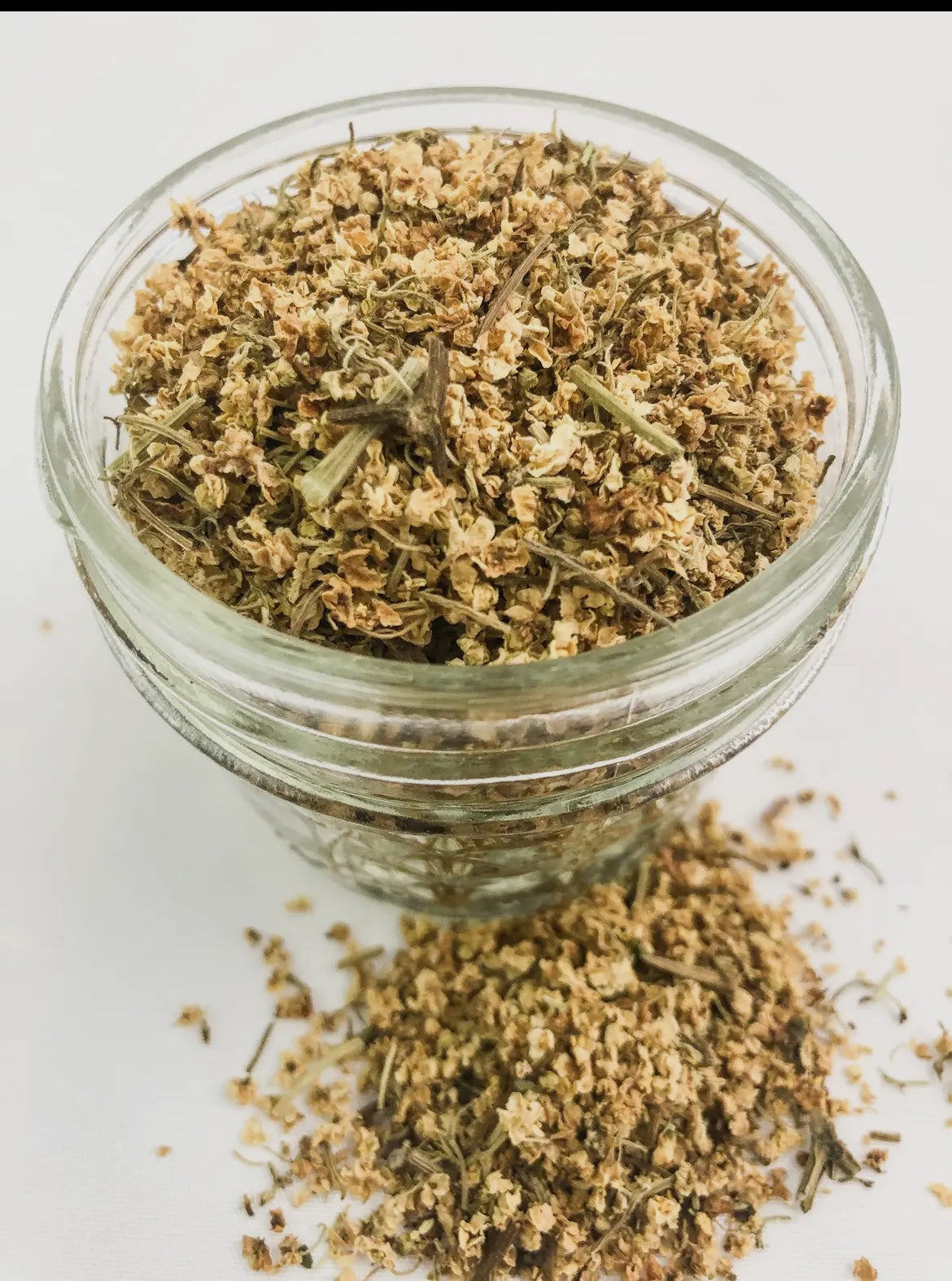 Dried Herbs Chamomile elderberry dandelion, Mint, peppermint, hibiscus in Small Jars for flavorful culinary creations.