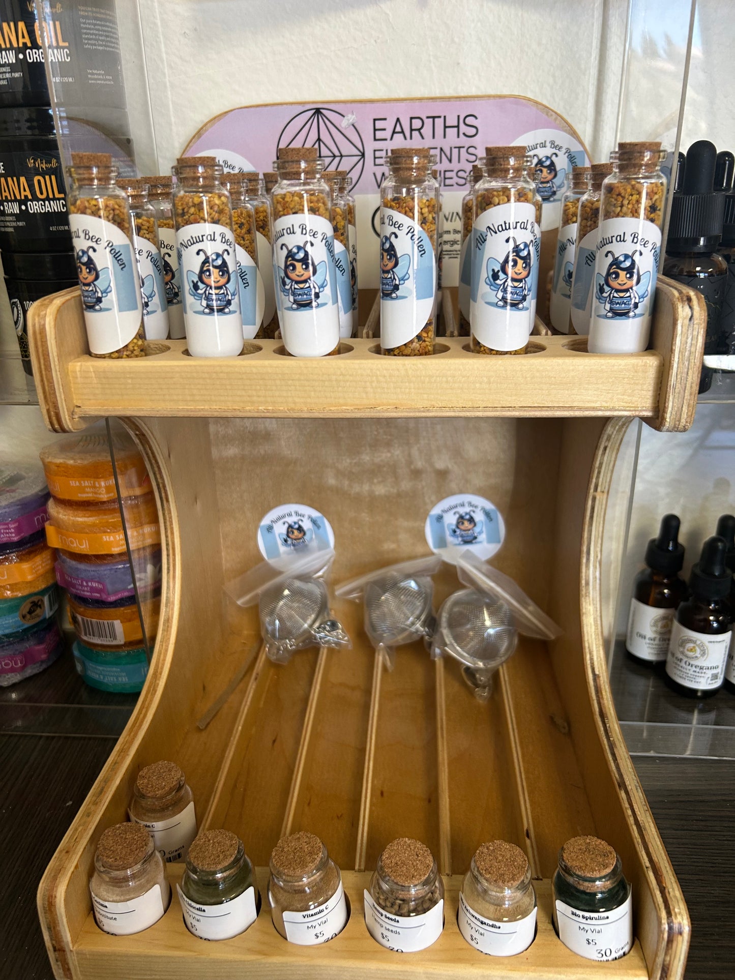 Mini Glass Bottle with Cork Bee-pollen Tall