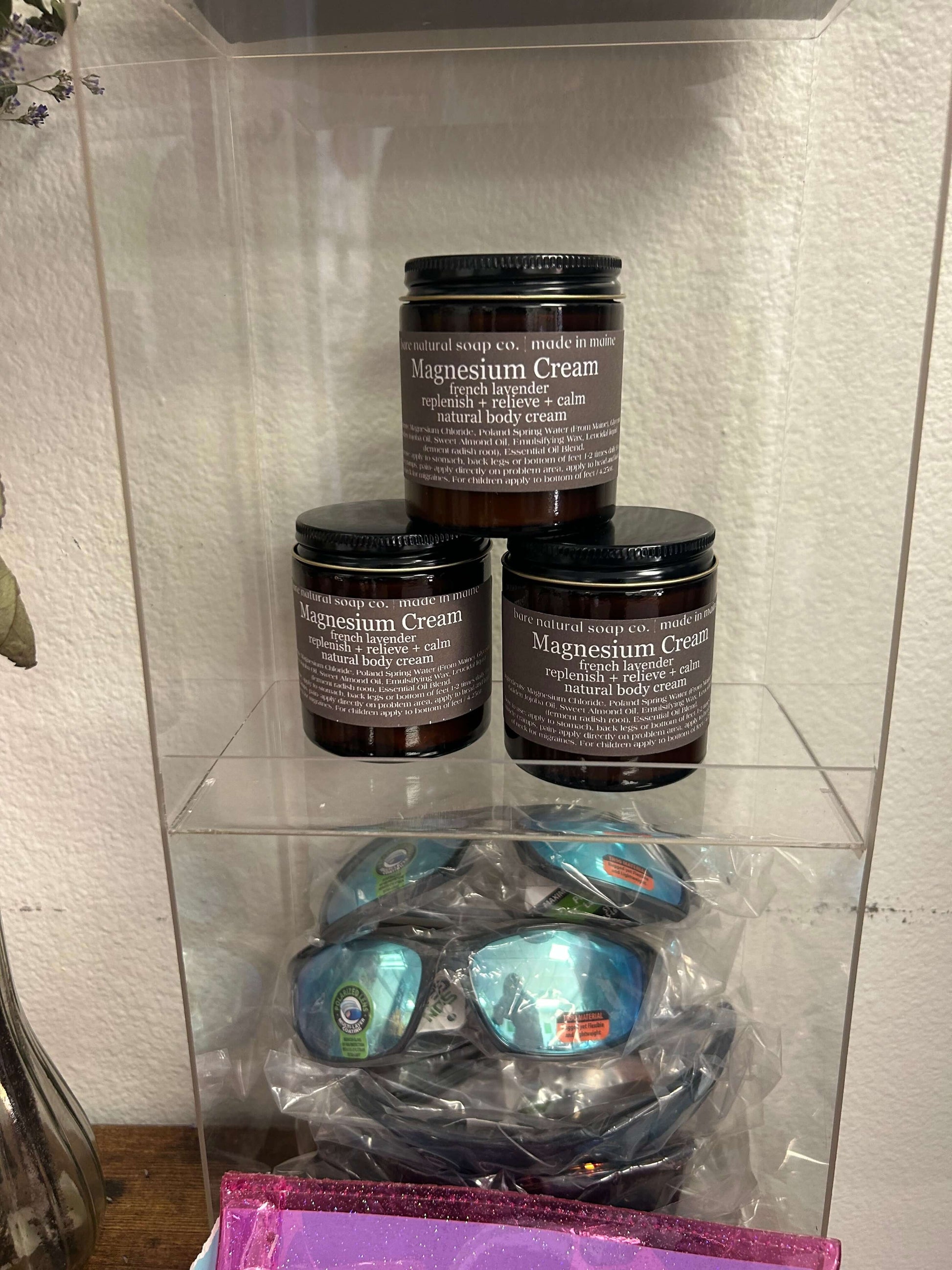 "4oz magnesium body cream with jasmine and chamomile for muscle relaxation and sleep"