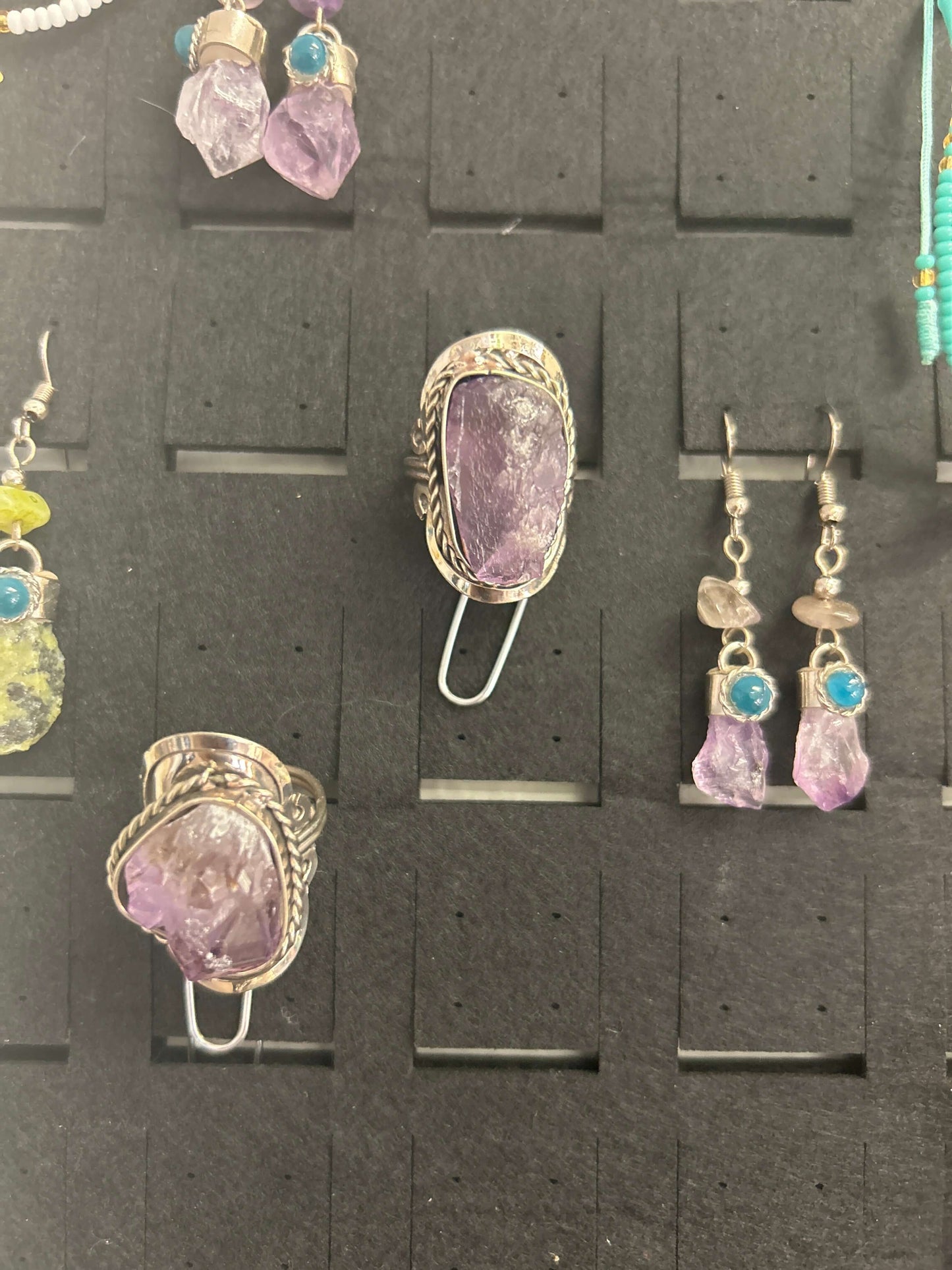 Earring - Dangle Raw Stone, Assorted (6)