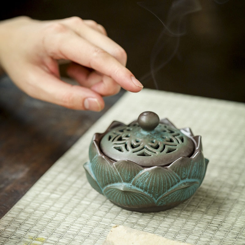 Lotus Ceramic Coil Incense Censer Holder