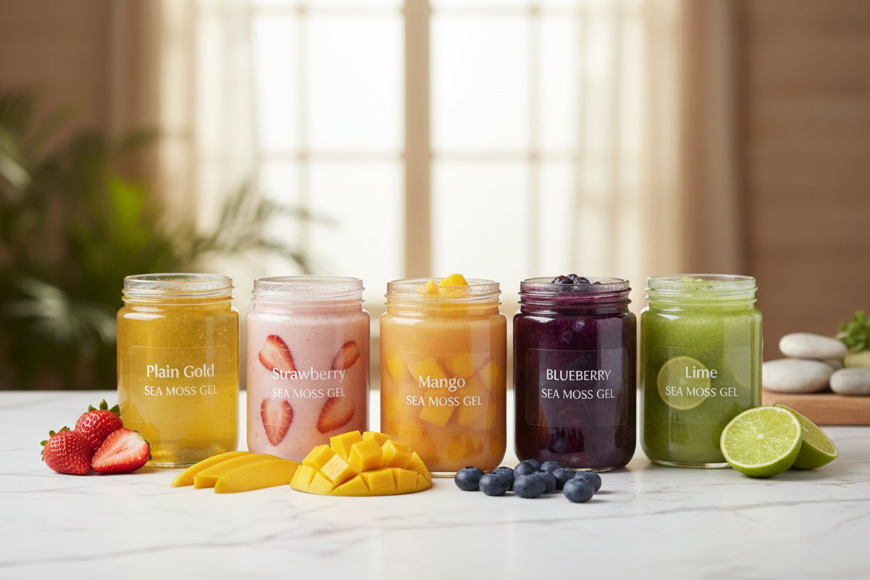 different flavors of sea moss gel