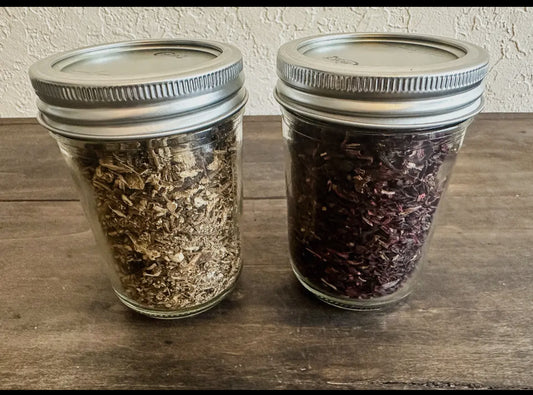 Dried Herbs Chamomile elderberry dandelion, Mint, peppermint, hibiscus, Small Jars for flavorful culinary creations.