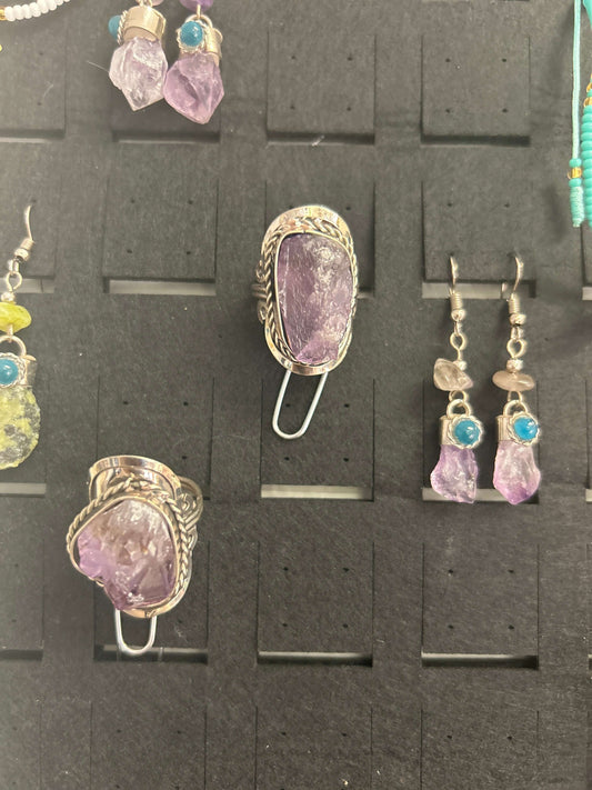 Earring - Dangle Raw Stone, Assorted (6)