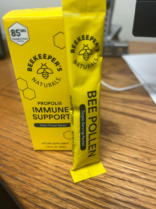 ESSENTIALS HERBS & MINERALS featuring bee pollen, spirulina, and lavender for optimal wellness by Beekeeper's Naturals.